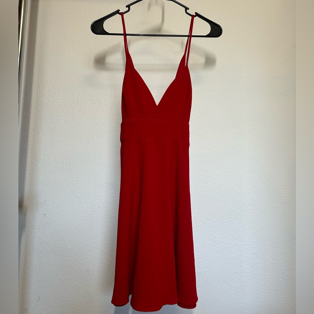 Red flowy dress